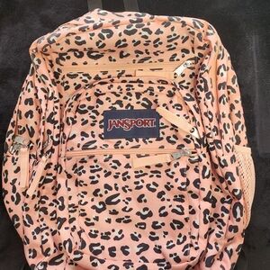 Jansport Peach and Black Leopard Backpack
